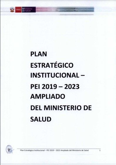 <p><strong>Plan Estratégico Institucional - PEI del Ministerio de Salud, periodo 2019 – 2023 (, 2020)</strong></p>